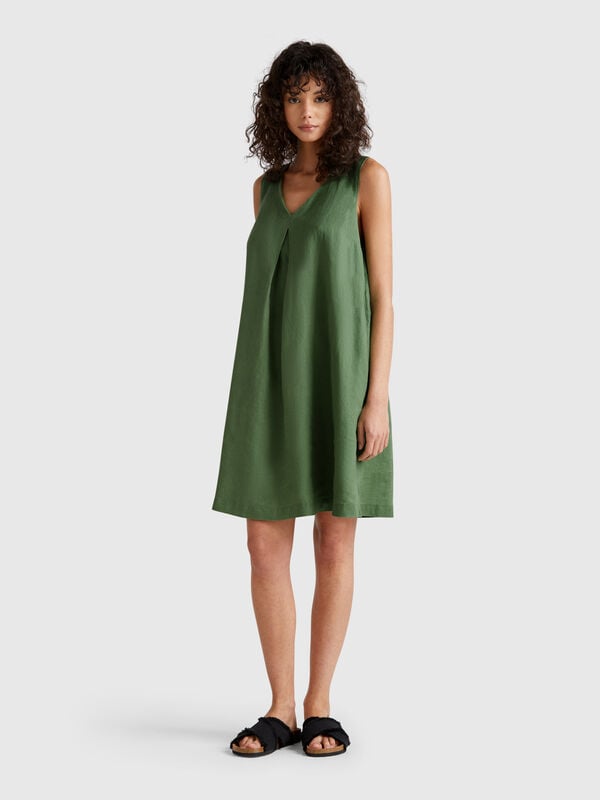 Ärmelloses Kleid aus reinem Leinen Damen