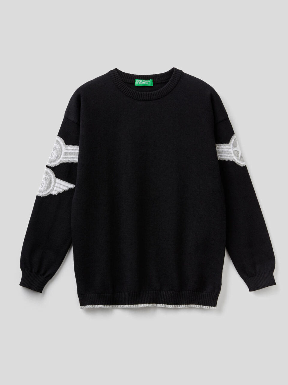 Pullover aus reiner Baumwolle mit Intarsienarbeit image number 1