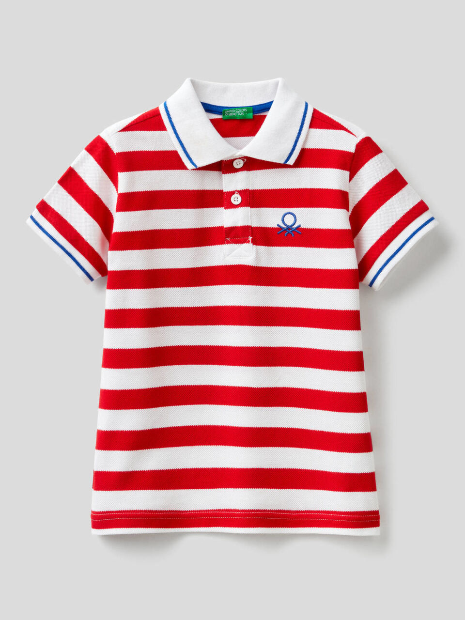 Striped polo in 100% cotton image number 1