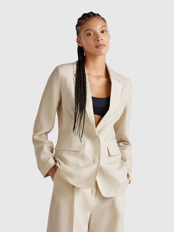 Blazer en lin mélangé Femme