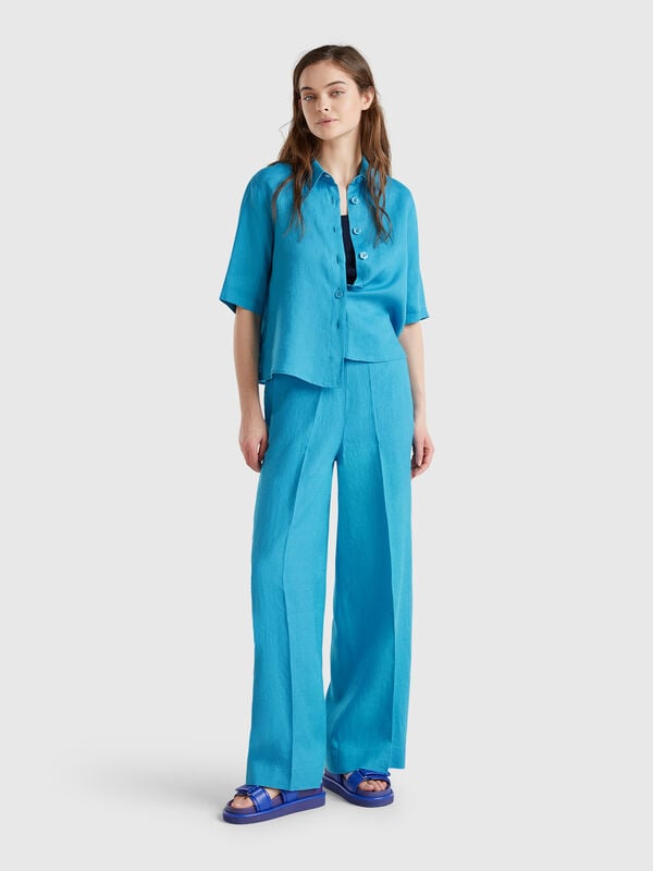 Pantaloni palazzo in 100% lino Donna