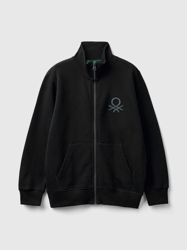 Felpa con zip in puro cotone Bambino