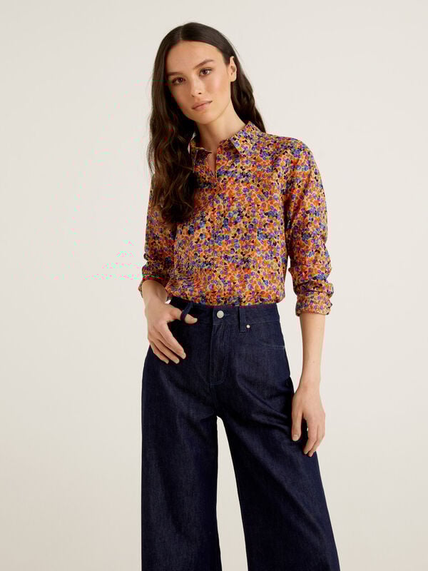 Camicia stampa floreale in puro cotone Donna