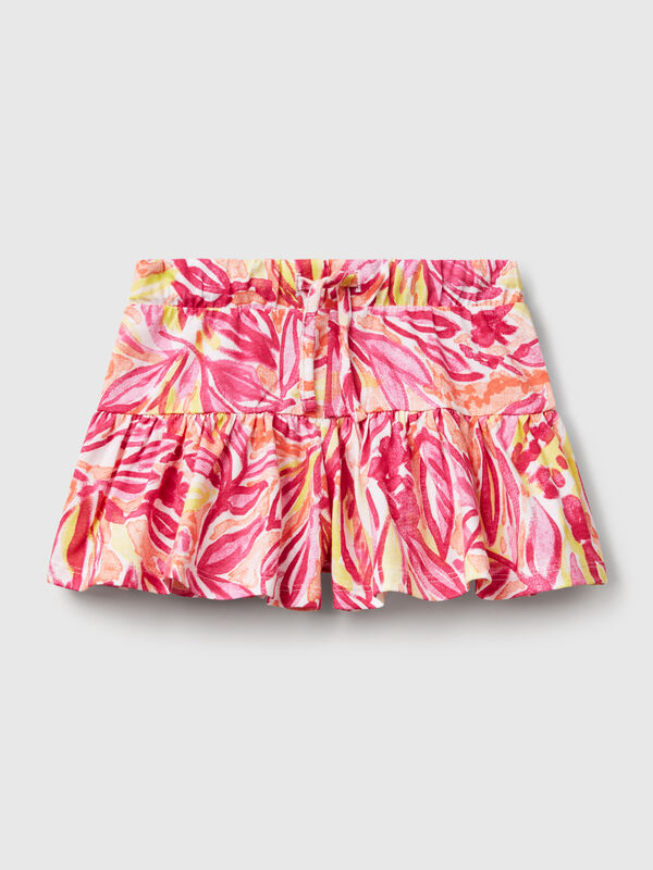 Rosa Shorts mit tropischem Aufdruck Mädchen
