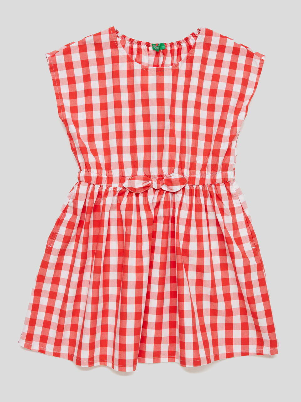 Kleid mit Karomuster und Masche image number 1