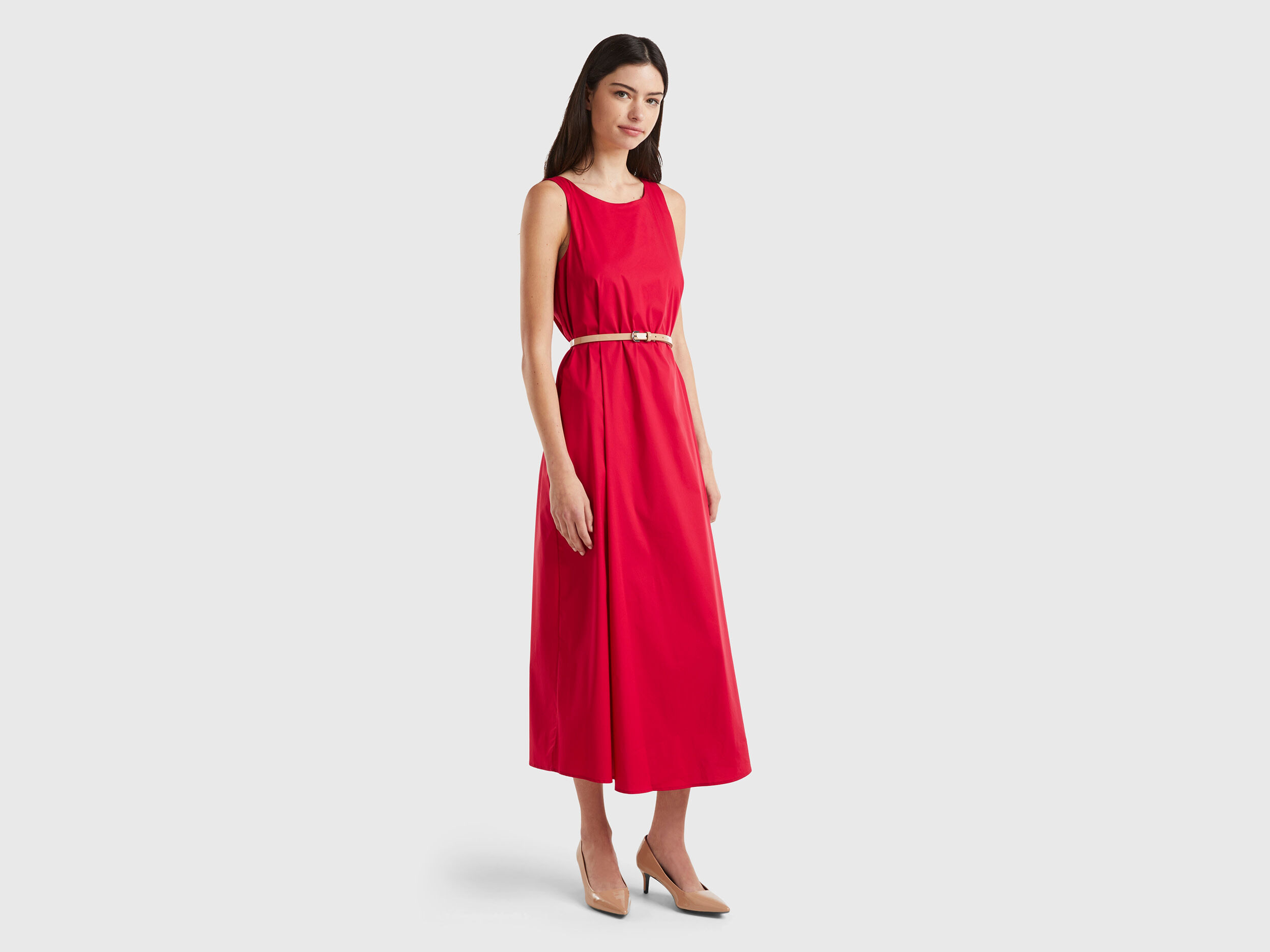 Robe longue sans manches Rouge Benetton