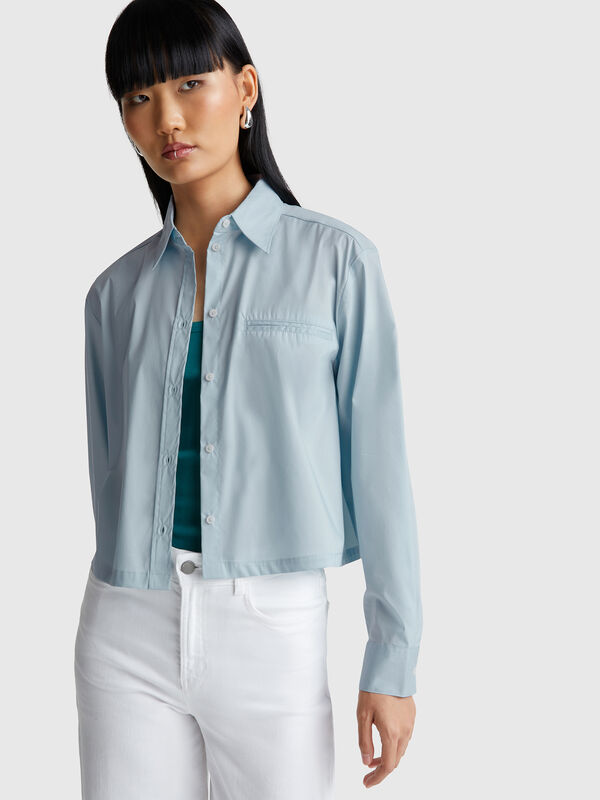 Cropped shirt with pocket Women