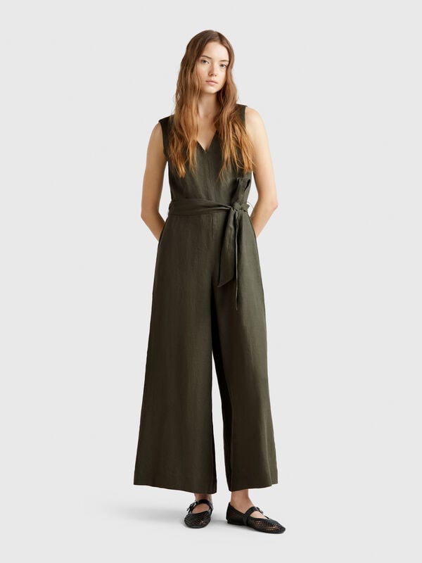Jumpsuit in pure linen Women