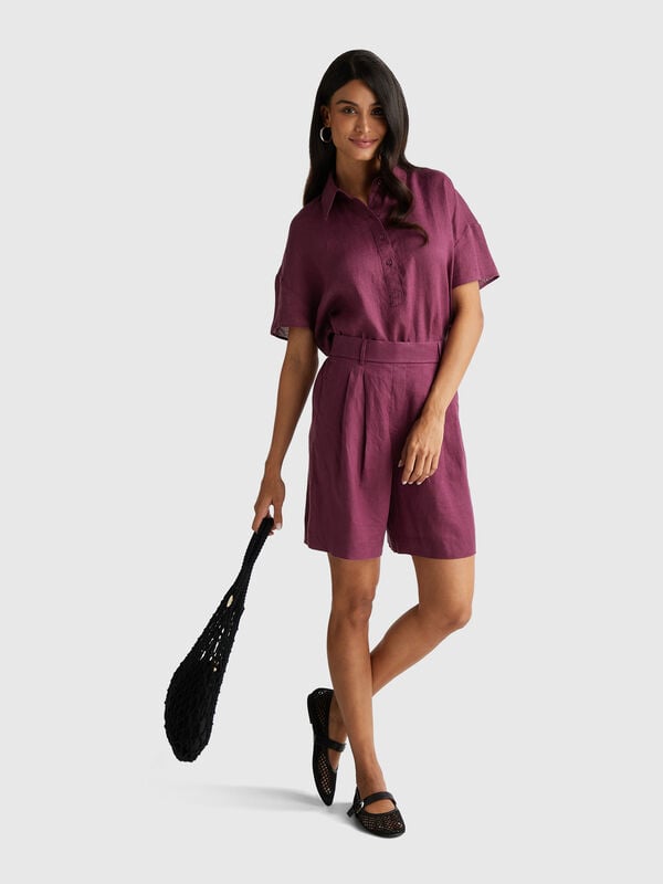 Midikleid aus reinem Leinen Damen