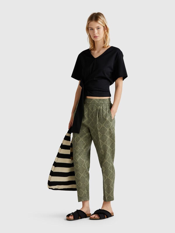 Bedruckte Leinenhose Damen