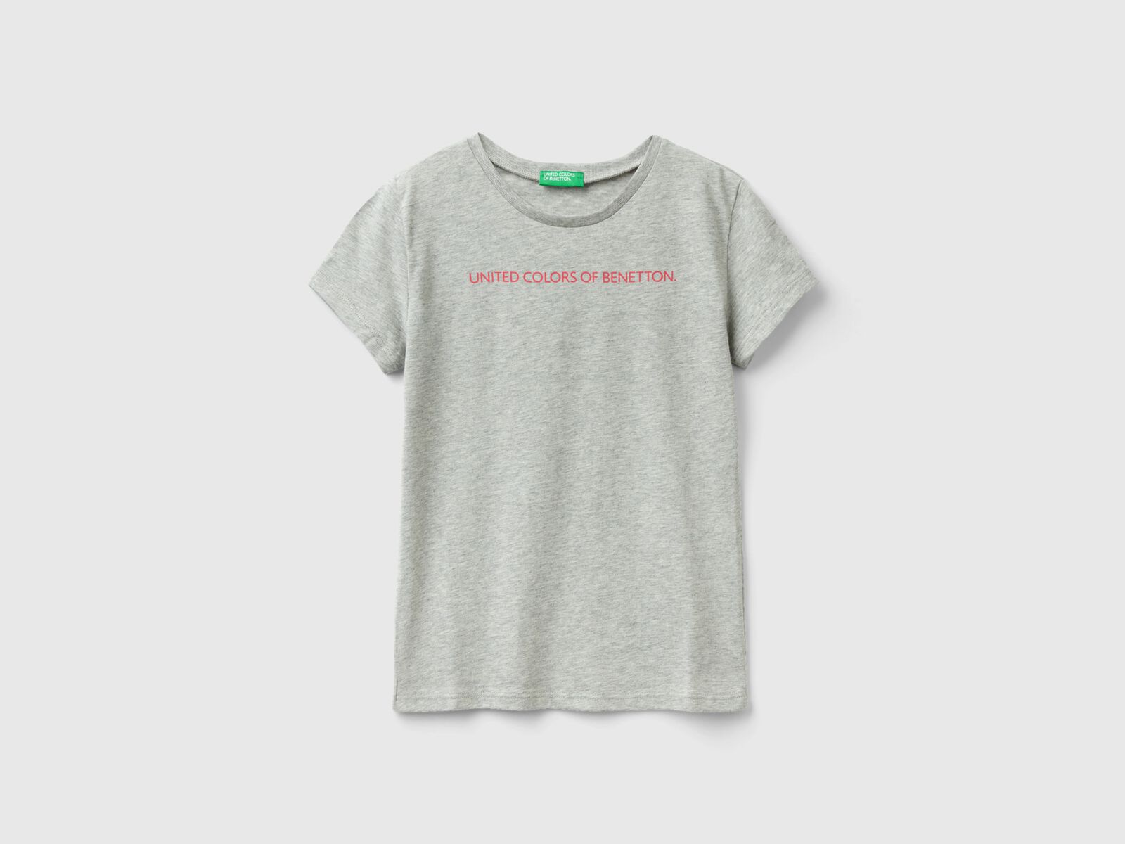 T-Shirt mit Logo 100% | Baumwolle Benetton - Hellgrau