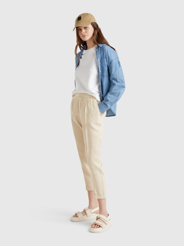 Kurze Hose aus 100 % Leinen Damen