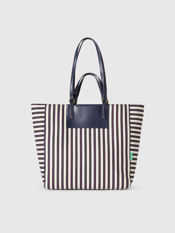 Blue and white striped tote bag Women