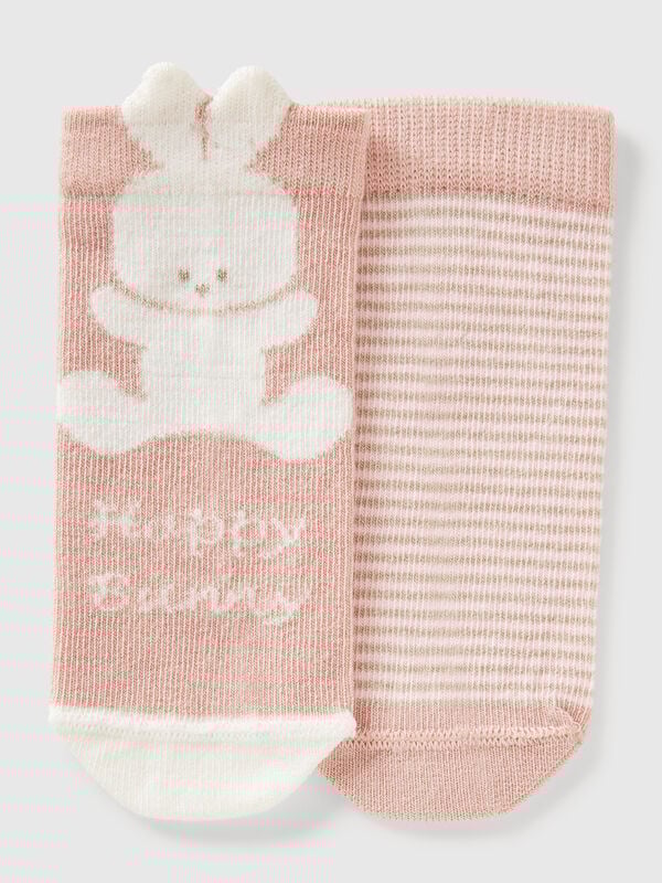 Set calzini con righe e coniglietto Baby