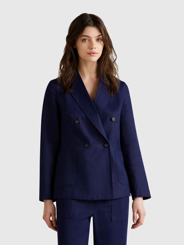Veste croisée en pur lin Femme