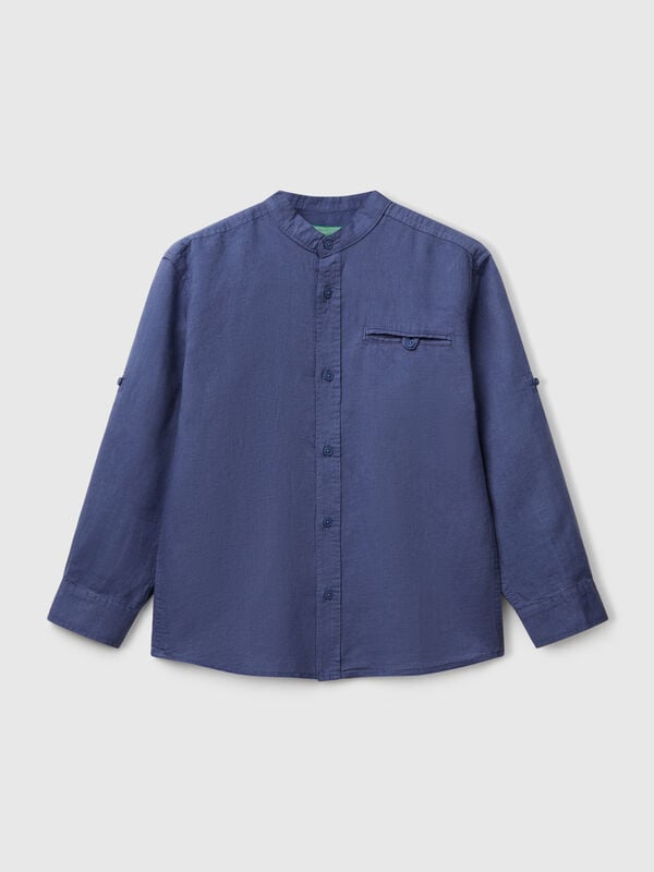 Chemise mandarine en lin mélangé Garçon