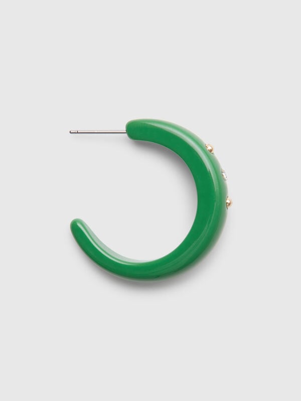 Boucles d'oreilles créoles vertes avec strass et clous Femme