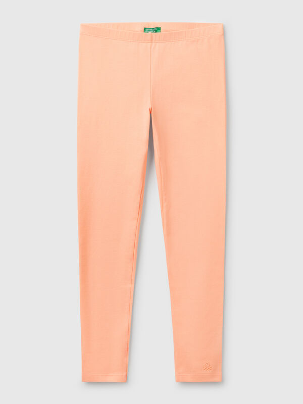 Leggings aus Stretch-Baumwolle mit Logo Mädchen