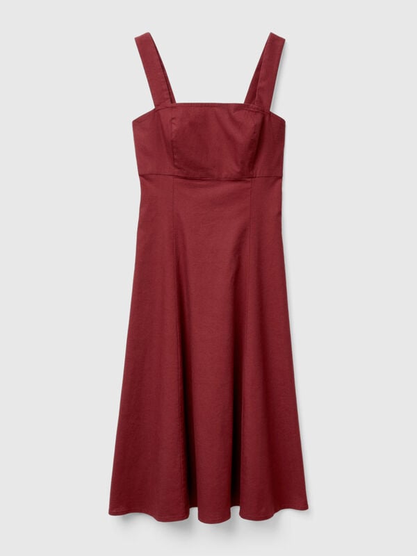 Square-neck dress in linen blend Women