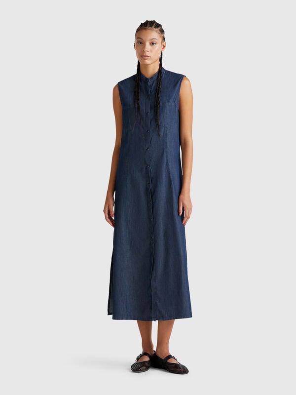 Chemisier smanicato in chambray Donna