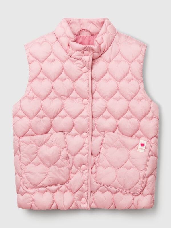 Gilet imbottito con trapuntatura a cuori Bambina