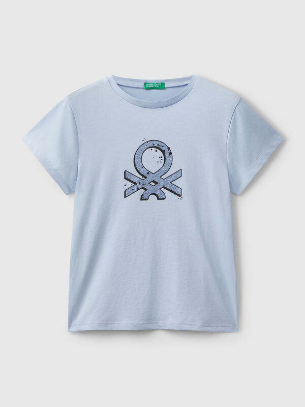 T-Shirt mit Glitzer-Logo Mädchen