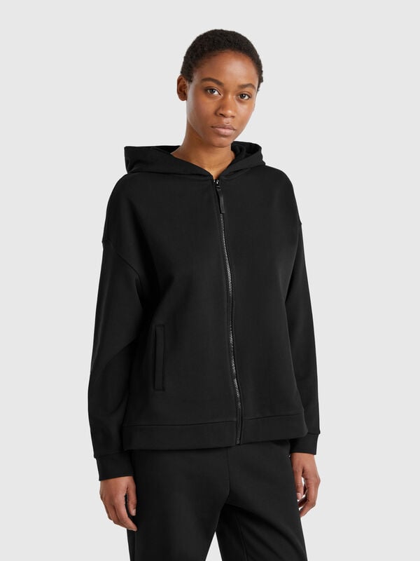 Sweat 100% coton avec zip et capuche Femme