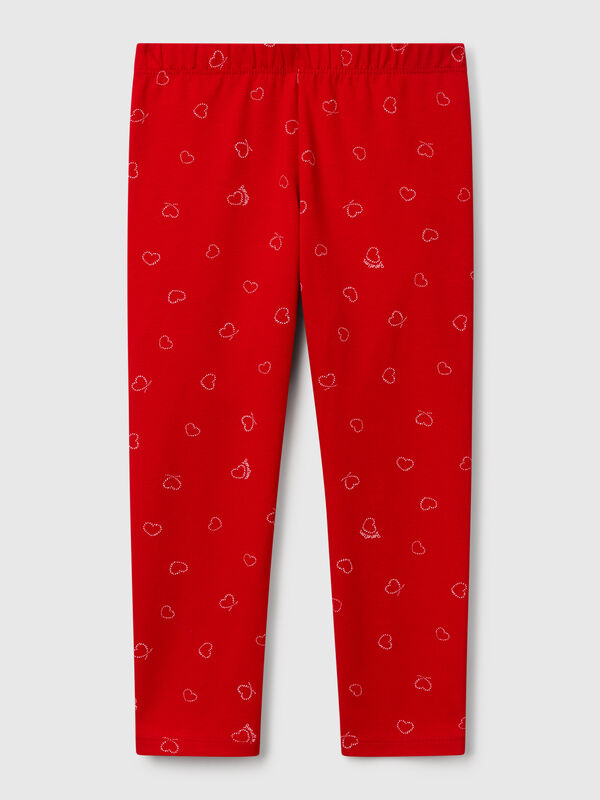 Leggings rossi con stampa cuori Bambina