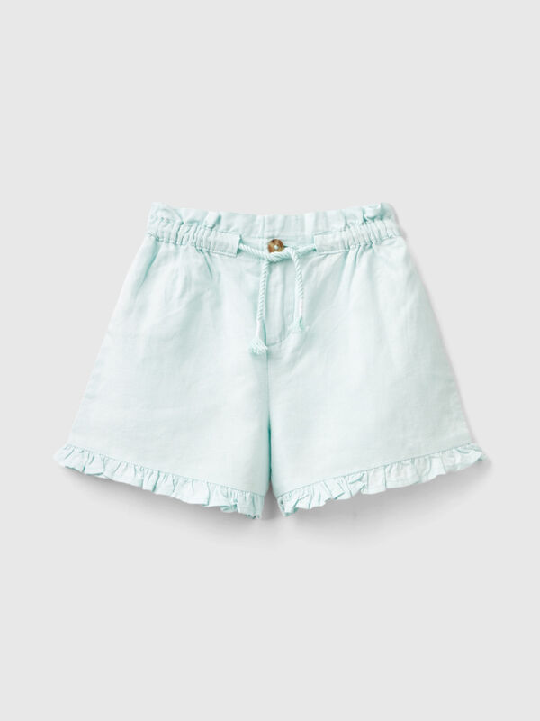 Shorts with drawstring in linen blend Junior Girl