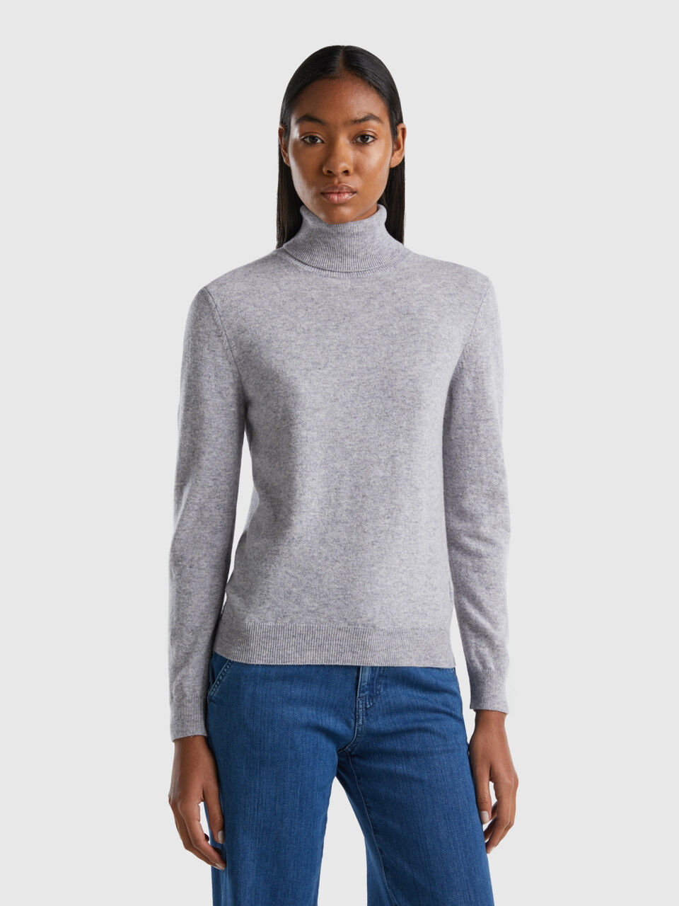 Pull gris col montant femme clearance