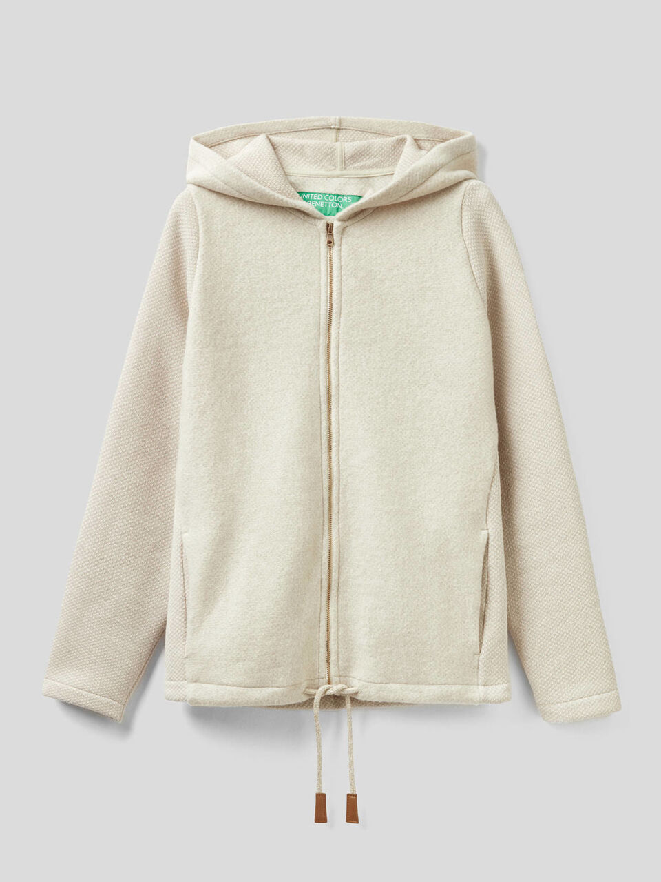 Sweatshirt with hood and playful texture image number 1