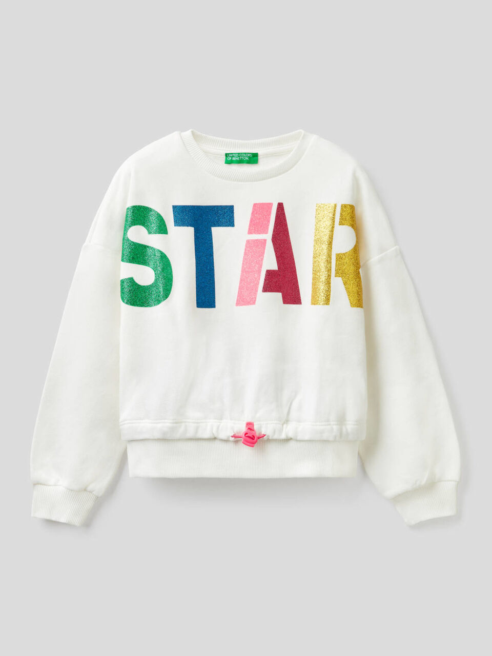Cropped-Sweatshirt mit glitzerndem Print image number 1
