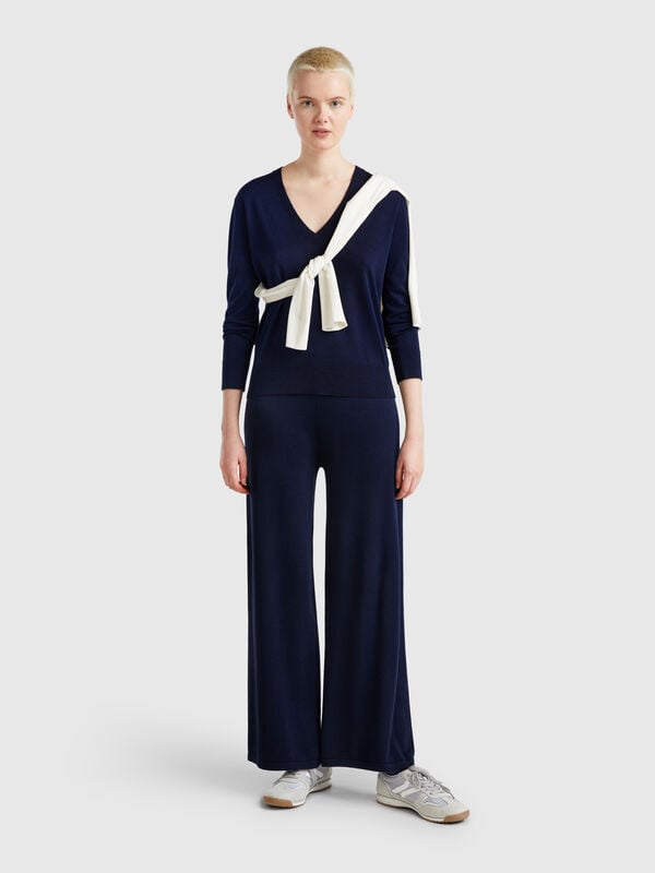 Pantalon large en maille Femme