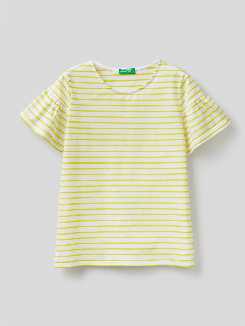 Gestreiftes T-Shirt mit gerafften Ärmeln image number 1
