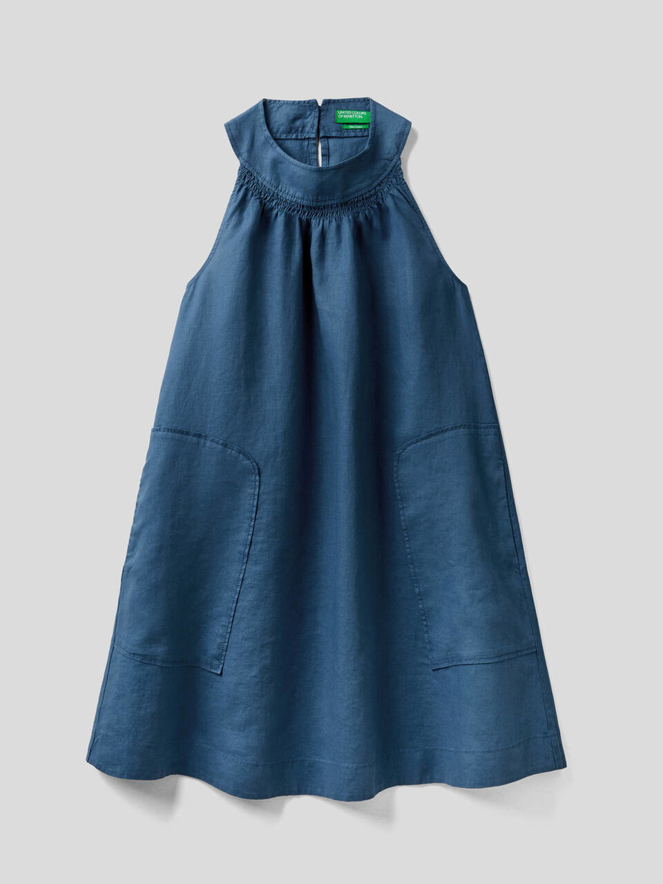 Cropped dress in 100% linen image number 1