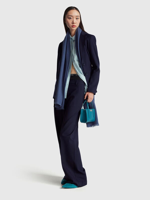 Pantalon large en m&eacute;lange de viscose extensible Femme