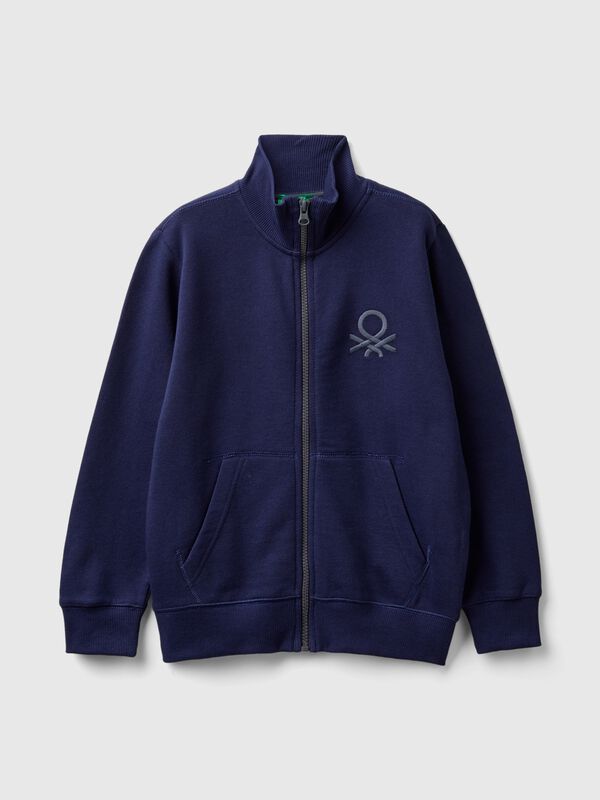 Sweat-shirt zippé en coton pur Garçon