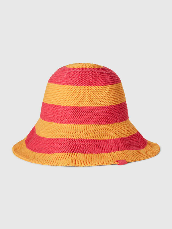Cappello a righe arancioni e fucsia Donna