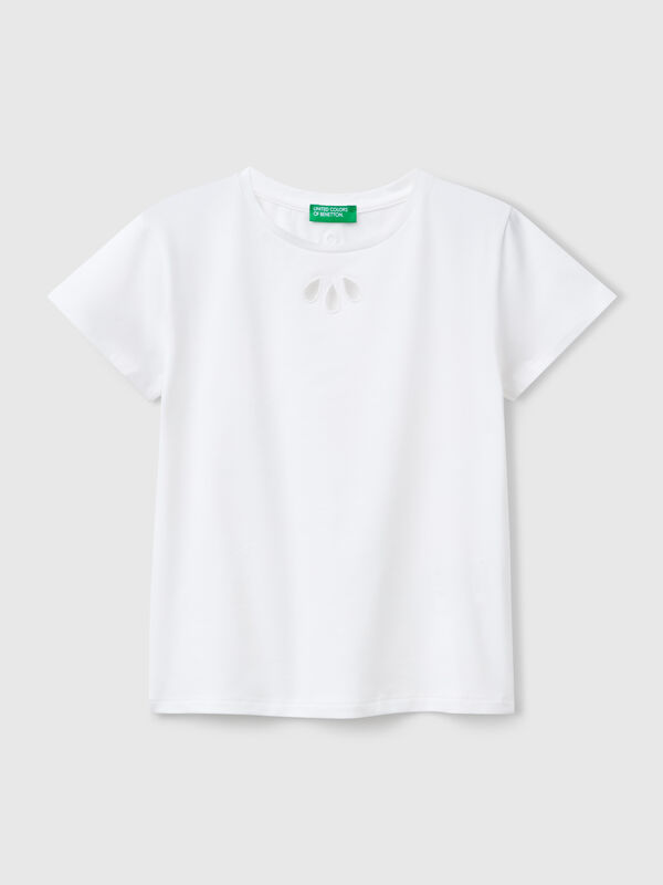 T-Shirt mit ausgeschnittenem Motiv Mädchen