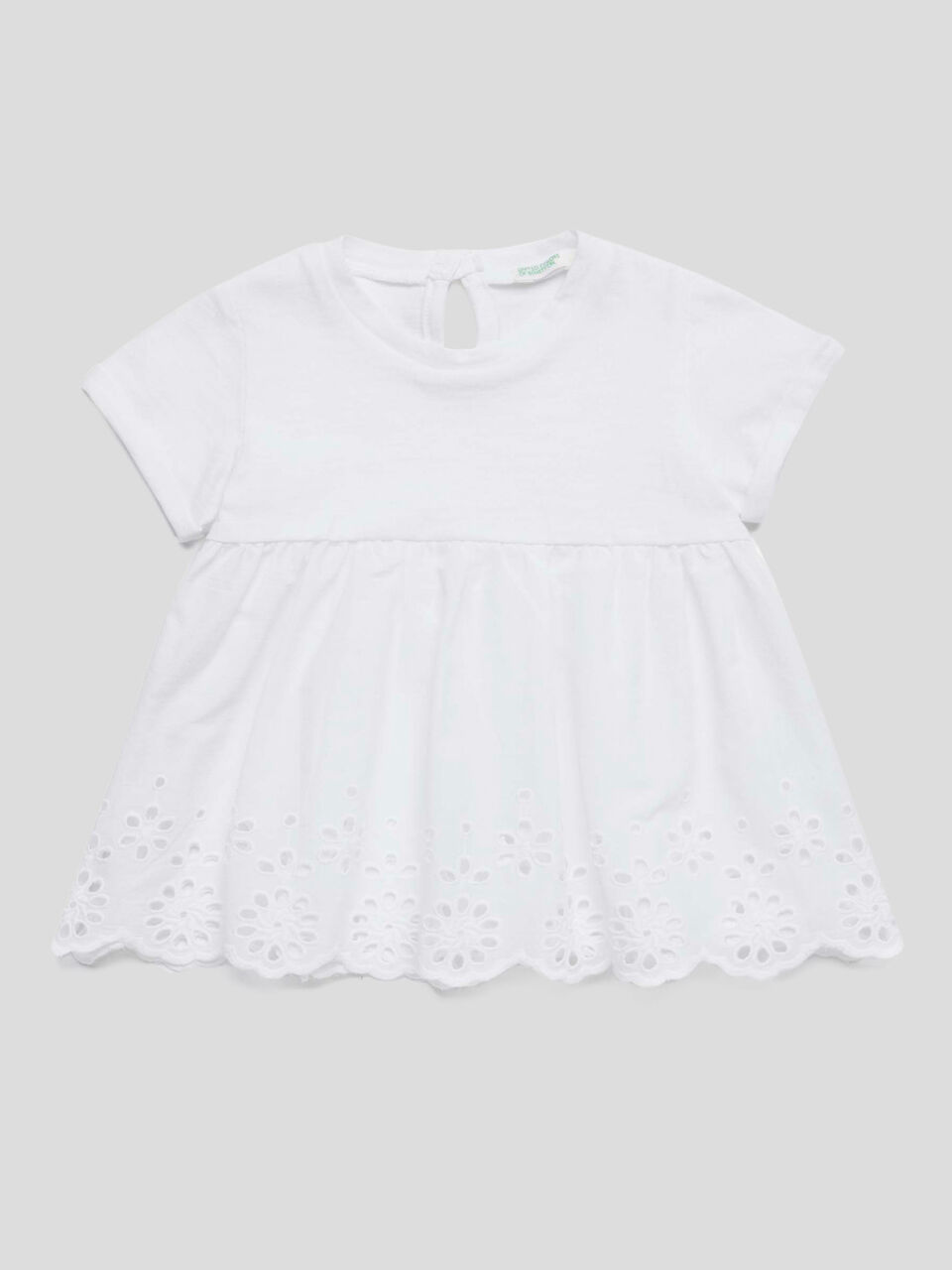 T-shirt con balza ricamata image number 1