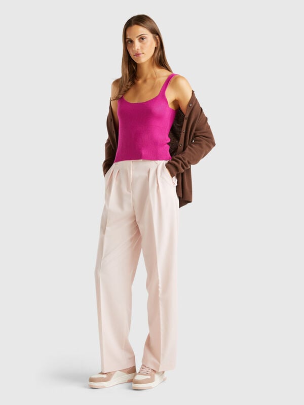 Pantalon ample en viscose mélangée stretch Femme