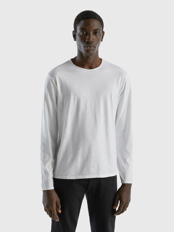 T-shirt a manica lunga in 100% cotone Uomo