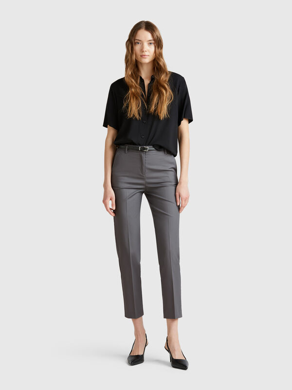 Pantalon chino en coton stretch Femme