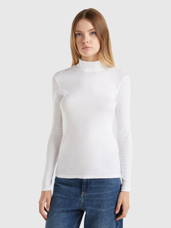T-shirt à manches longues et col montant Femme