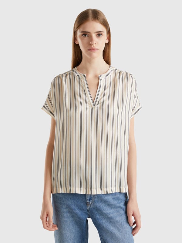 Blouse rayée en pure viscose Femme