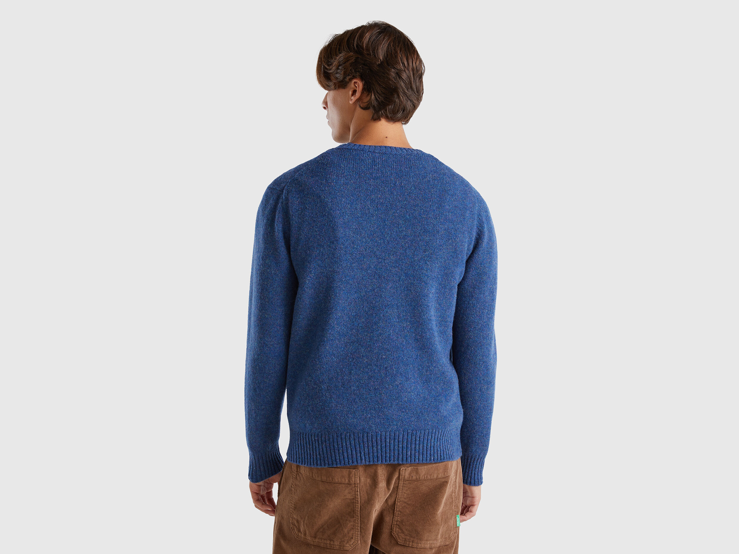 Sweater in Shetland wool - Blue | Benetton