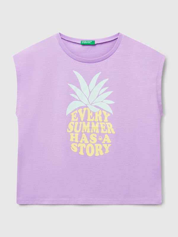 T-Shirt mit fluoreszierendem Aufdruck Mädchen