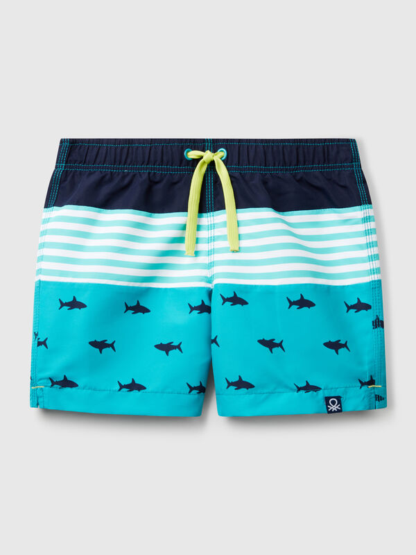 Boxer marin à rayures et requins Garçon
