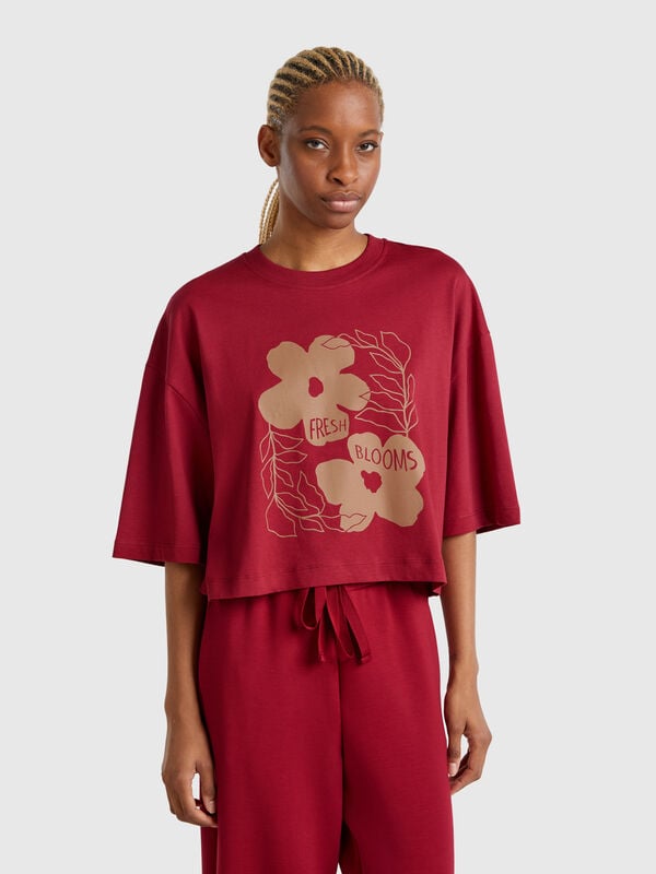 T-shirt con stampa fiori Donna