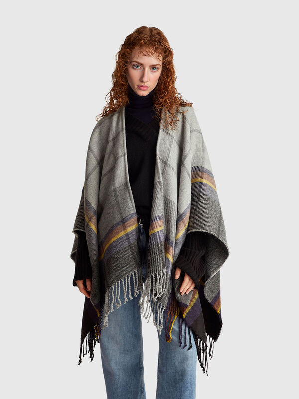 Cape à carreaux jacquard Cape à carreaux jacquard Femme
